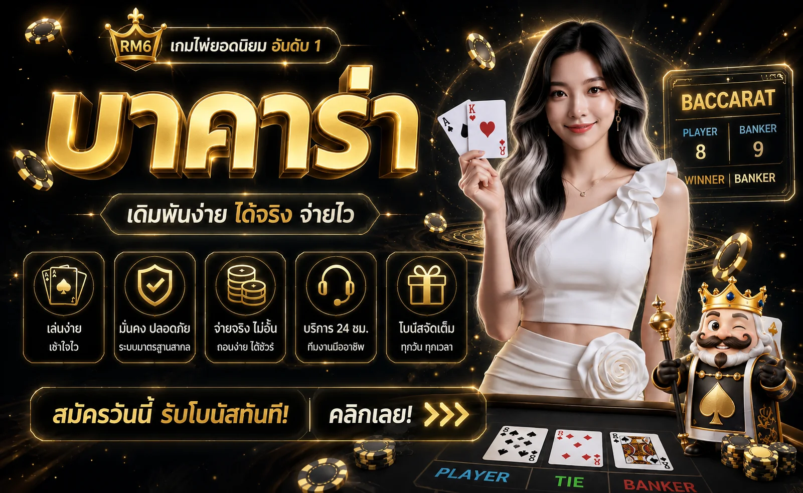 บาคาร่าออนไลน์ RM6 พร้อมคู่มือพื้นฐาน